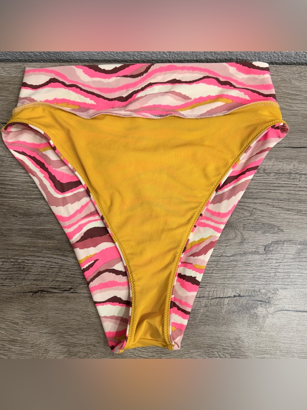 Aerie Women's Crossover High Cut Cheeky Bikini Bottom Zebra Pink Brown‎ Medium - Picture 4 of 4